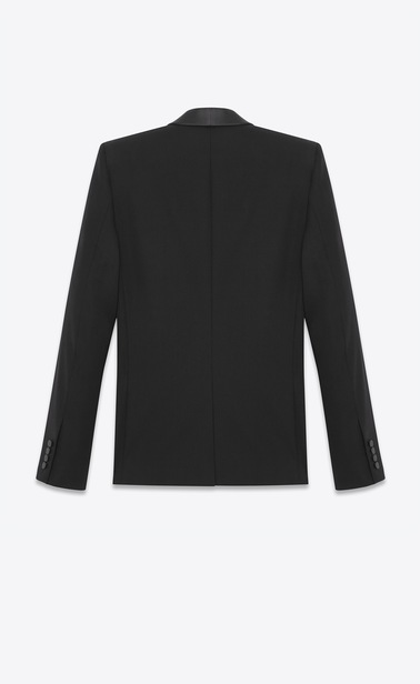 Le Smoking Jackett aus schwarzer, strukturierter Grain-de-Poudre-Wolle